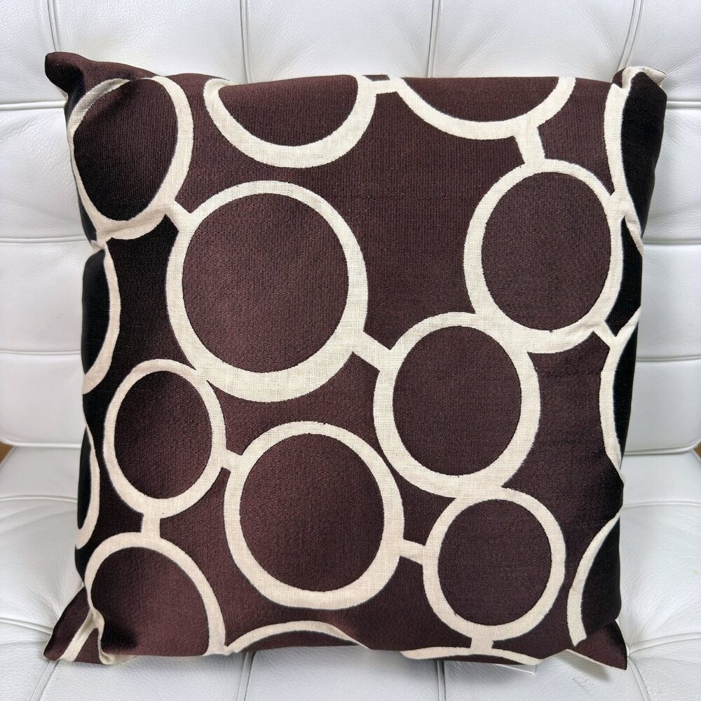 Trina Turk Spectacles 20"x20" Embroidered Throw Pillow – Brown Geometric Circles